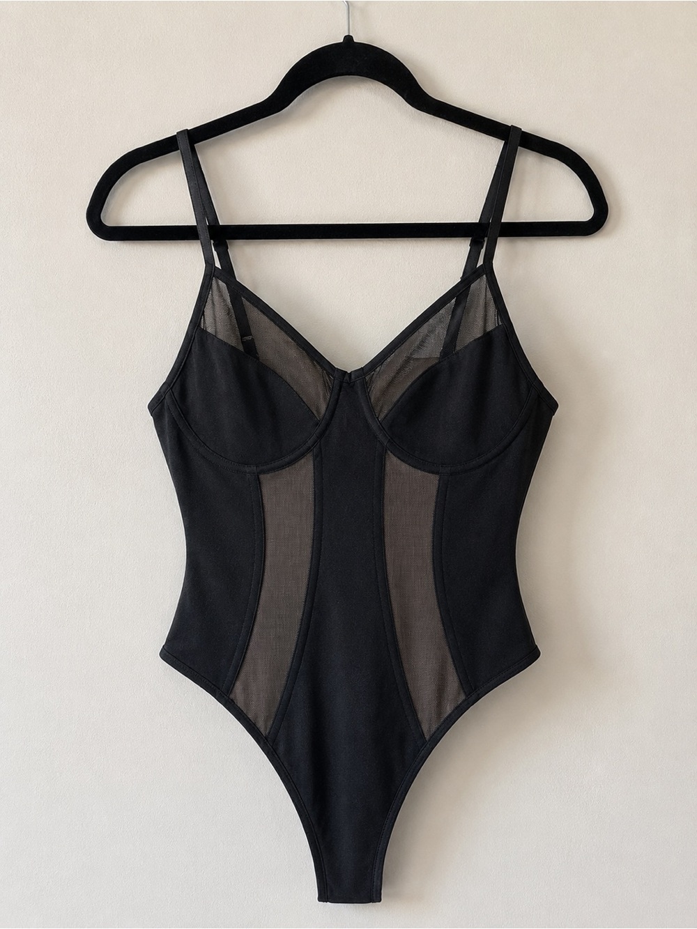 BNWT Black Mesh Underwire Teddy Bodysuit | Sheer Lingerie | Size Large - Picture 4 of 4